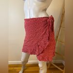Abercrombie & Fitch Faux Wrap Skirt Side Zip Ruffles Rust W White Specks Lg Photo 3