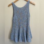Free People  Knitted Top Women’s Small Blue Tan Side by Side Peplum Tank size S Photo 3
