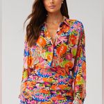 Rococo Sand Plum Shirt size Large button down metallic Retrofete fashion pass Red Photo 1