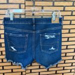 American Eagle Midi Distressed Jean Shorts Size 6‎ Blue Photo 1