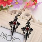 Retro Style Gothic Black Cross Earrings Funky Vintage Style Faux Fashion Jewelr Photo 0