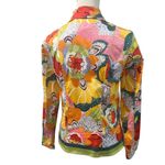 Coldwater Creek Retro Multicolored Floral Full Zip Collared Shirt Crop Jacket Photo 4