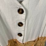 &merci &Merci‎ Gingham Paperbag Waist Tie Romper Size M Yellow White Button Front Photo 1