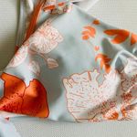 Coral Blue White Floral Ruffle Bikini Top Size XL Photo 3