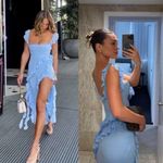 House Of CB  'Ariela' Soft Blue Ruffle Maxi Dress NWOT size XL‎ Photo 3