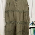 Oddi New with tags Olive Green Tiered Lace Midi Dress Cottagecore Boho Peasant Photo 0