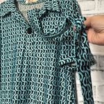 Aryeh  Teal and Black Abstract Dress size Large with optional sash‎ for cinching Photo 9