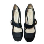 Prada  Black Metallic Cloth Platform Mary Jane Heels Photo 1