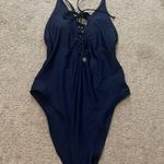 Aerie Lace Front  One Piece Navy Blue Swimsuit Photo 0