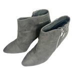 Jennifer Lopez Glide Gray Leather Helled Bootie Size 9 Side Zip Metallic Photo 3