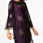 Eshakti  Women’s Sequin Tulle Shift Dress Bell Sleeve Mini Holiday Size S/6 Photo 0