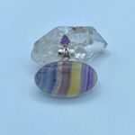Rainbow Fluorite & Amethyst Sterling Silver Pendant Purple Photo 0