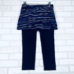 Athleta  Skortee Skirt Capri Leggings Blue‎ Stripe Activewear Womens Size Small Photo 5