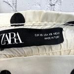 ZARA  Polka Dot Crop Top Size XS Balloon Sleeve Smocked Ruching Cream Black Photo 2