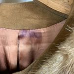 50s 60s Suede Fur Collar Tan Coat Size Medium Photo 3