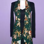 Boutique Green Floral Draped Vest Photo 1