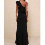 Lulus  NWT Grand Beauty Black Ruffled One-Shoulder Mermaid Maxi Dress Large Photo 6