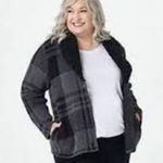 Barefoot Dreams Cozy Chic Black & Gray Plaid Cardigan Size XL Photo 0