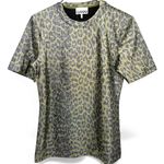 Ganni  S Top Leopard Metallic Print Shirt Jersey Tee Animal Luxury Designer Photo 0