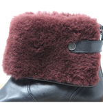 UGG  Inez‎ Boots Womens 7 Black Maroon Leather Ankle Sherling Buckle Adjustable Photo 10