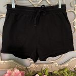The Comfy Black Knit Shorts Elastic Drawstring Waist Cotton Photo 3