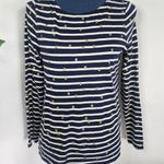 Boden Long Sleeve Top Navy Blue White Stripes with gold Glitter Dots Size 4 Photo 0