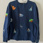 Disney Parks Embroidered Icons Crewneck Sweatshirt Size Medium Photo 0