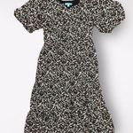 Draper James RSVP Black Floral Puff Sleeve Tiered Ruffle Midi Dress Size M Photo 0