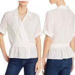Brochu Walker  Top Olympia White Surplice Short Sleeve Collared Gauze Top Size M Photo 1