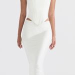 House Of CB IVORY SATIN BIAS CUT MIDI SKIRT Photo 2