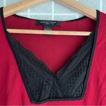 August Silk long sleeve bell sleeve silk cotton blend top size large red black Photo 1