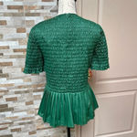 ZARA  women vegan leather smoked blouse pleated peplum design size M Photo 5