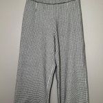 ZARA black & white houndstooth knit wide leg cropped pants women’s size large Photo 1