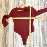 Free People  Intimately Burgundy Ribbed Crewneck Long Sleeves Bodysuit Medium Photo 5