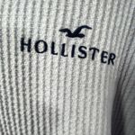Hollister Y2K Sweatshirt Womens Large Blue Waffle Knit Thermal Pullover Cropped Photo 2