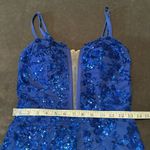 Women’s Blue Sparkly Mermaid Fit Prom Party Dress CrissCross Straps Size 4 *READ Photo 7