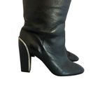 Diane Von Furstenberg  DVF Black Grace Boots Leather High Heel Silver Size 9.5 Photo 8