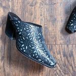 vintage • Matisse western mules cowgirl black leather blue floral lasercut 90s Size 8 Photo 0