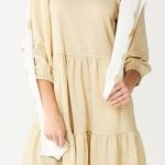 Draper James NWT Neutral Houndstooth 3/4 Sleeve Tiered Pockets Skater Dress XXL Photo 0