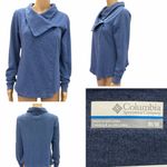 Columbia  Women Medium Heather Blue Asymmetrical Collar Sweatshirt Jacket Photo 1