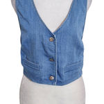 Denim Blvd . Denim Button-Up Vest with Strappy Back NWT Sz Large Cropped Vest Photo 0