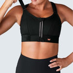 Shefit Ultimate Athletic Zip Wirefree Wireless Black Sports Bra 3 Luxe Size 3X Photo 0
