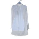 Alpha Studio M/L Button Front Blouse White Crepe Sheer Long Sleeve NWT Oversized Size L Photo 1