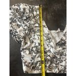 Midnight sky  Linen Blend Blouse Small Cropped Puff Sleeve Cinched Floral BOHO Photo 3