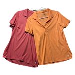 Puma Set Of 2 Polo Ladies Short Sleeve Golf Shirt Orange Pink Fitted Women Sz L Photo 0