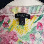 Talbots  LP Petite Cardigan Bold Red Pink Yellow Green Floral Cotton Rayon‎ Photo 2