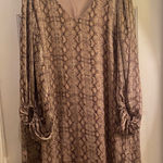 Adrienne  Beige Snake Print Long Sleeve Dress Photo 0