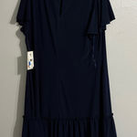 Julian Taylor  Navy Blue Flutter Sleeve Ruffle Hem Shift Dress Plus Size 2X Photo 0
