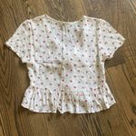 Brandy Melville  Tie Front Floral Tee Photo 2