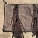 #125 FRINGE Black Vegan Leather Clutch Black Photo 1